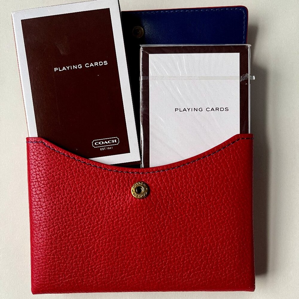 Coach Playing Cards in Red Leather Case